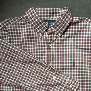 Ralph Lauren Men's Red and White Plaid Long Sleeve Shirt, Size XL, NWT